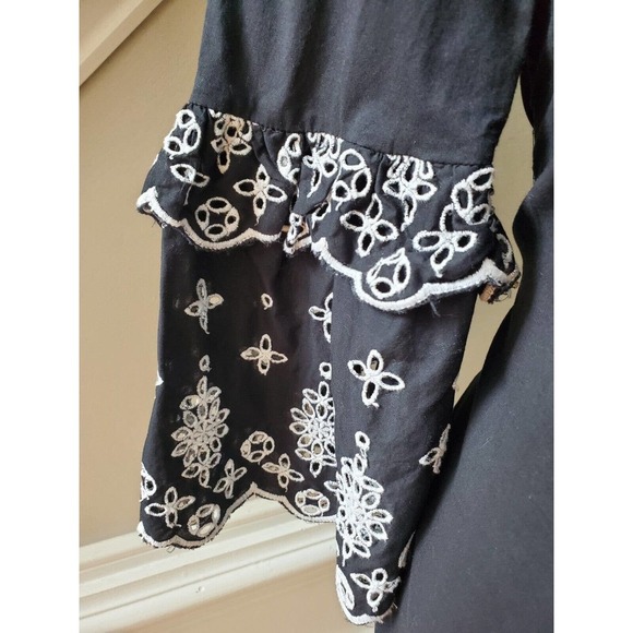 A.n.a Womens Black Solid Long Sleeve Round Neck Drawstring Blouse Top Size XS - Picture 5 of 13